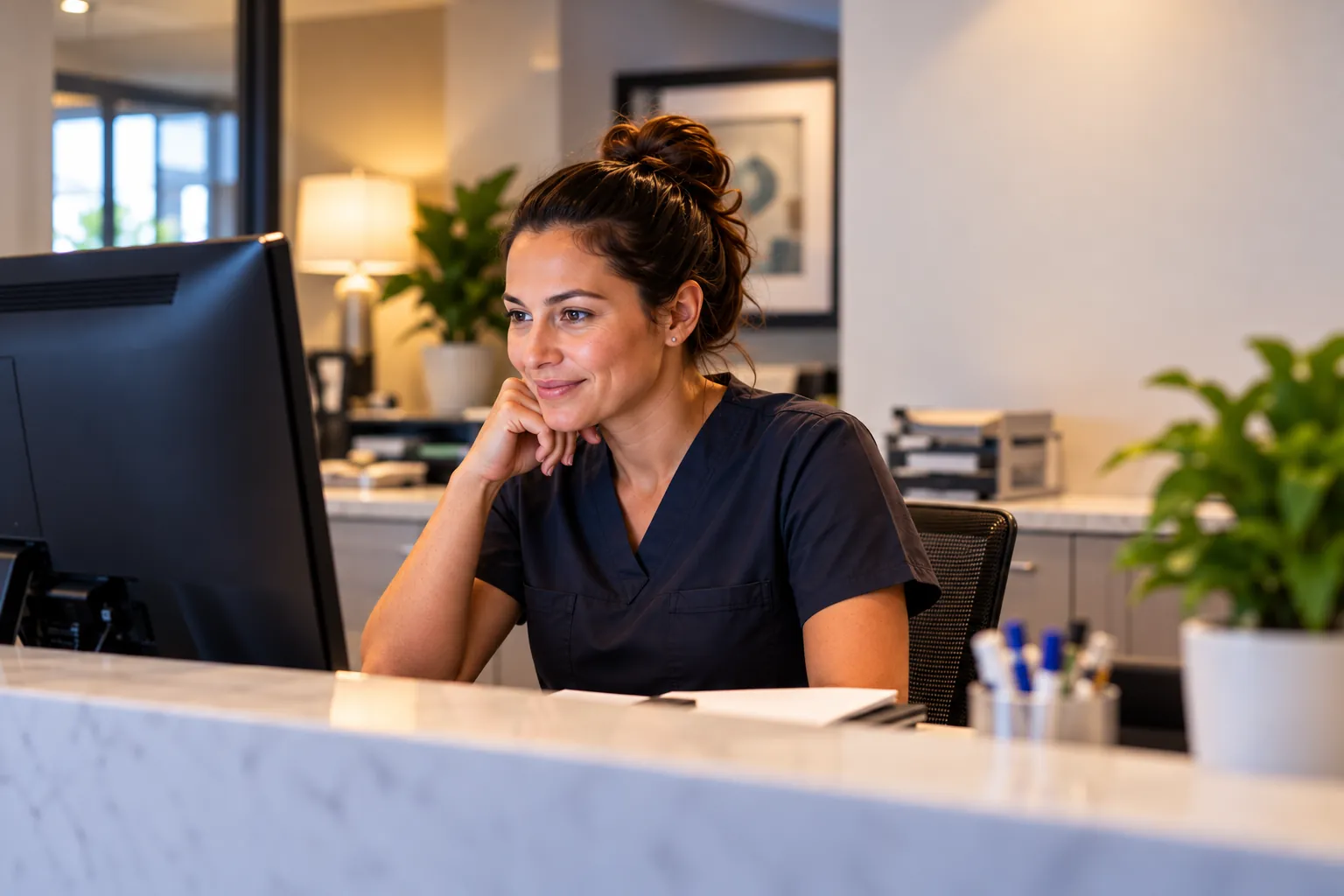 Front-desk team member at a dental specialty practice